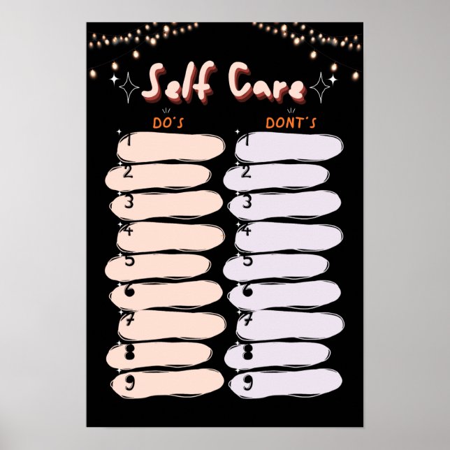 Póster Self Care List Poster (Frente)