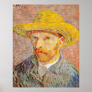 Póster Self-Portrait with a Straw Hat (1887) by Vincent