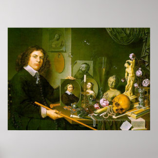Póster Self-Portrait with Vanitas Symbols