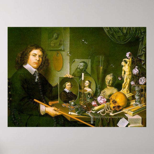 Póster Self-Portrait with Vanitas Symbols (Frente)