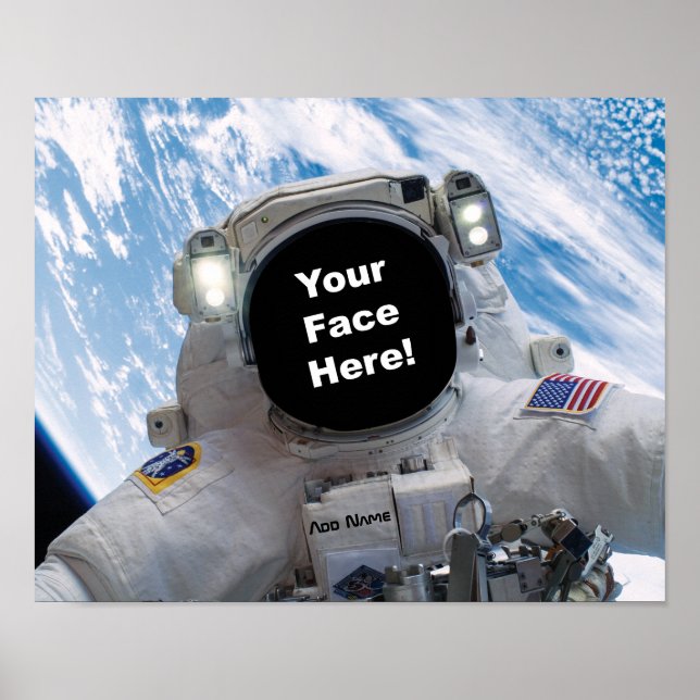 Póster Selfie astronauta - Añadir tu cara y nombre (Frente)