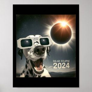 Póster Selfie Dalmacia Niños Hombres Eclipse Solar Perro