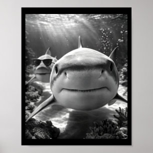 Póster Selfie de animal de tiburón genial