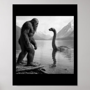 Póster Selfie de Bigfoot con regalos de Loch Ness Monster