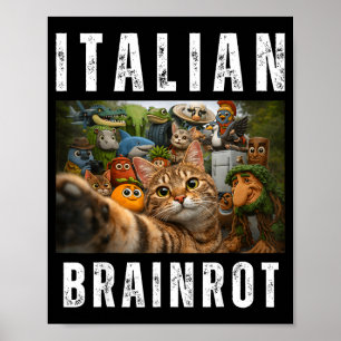 Póster Selfie de gato con divertido meme de brainrot ital