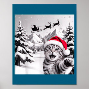 Póster Selfie de gato con Santa