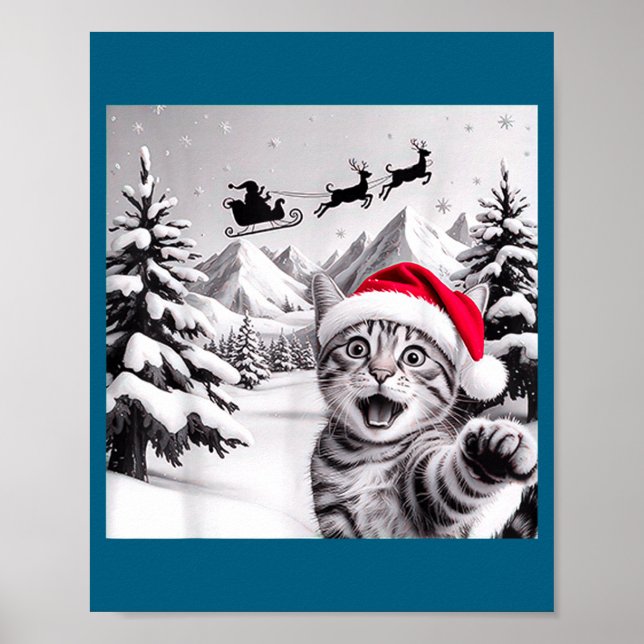 Póster Selfie de gato con Santa (Frente)