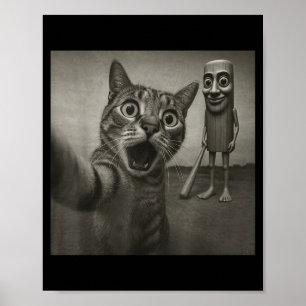 Póster Selfie de gato Tung Tung Tung Sahur italiano Brain