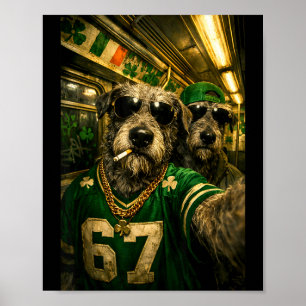 Póster selfie de Irish wolfhound día de san patricio dive