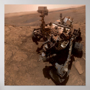 Póster Selfie de Mars Curiosity Paisaje Marciano Rojo