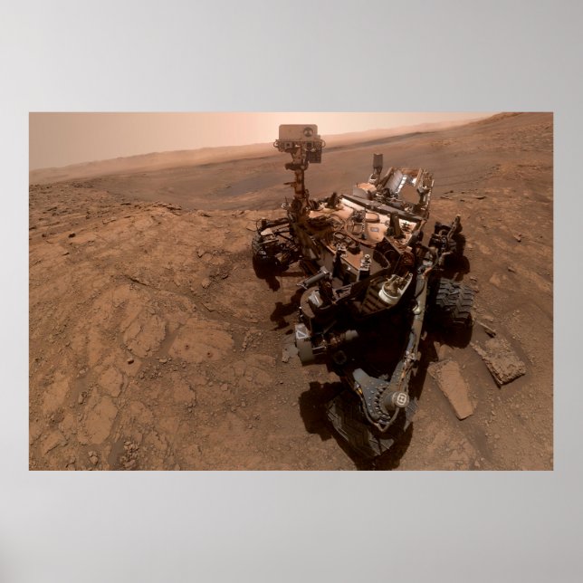 Póster Selfie de Marte Curiosity Marciano Rojo (Frente)