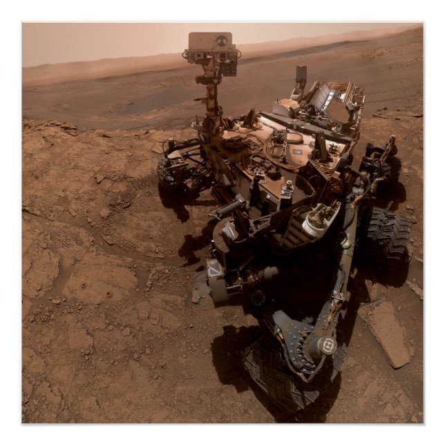 Póster Selfie de Marte Curiosity Marciano Rojo (Anverso)
