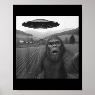 Póster Selfie De Pie Grande Con Alien Ufo Gracioso Regalo