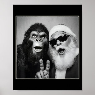 Póster Selfie de Santa Claus con Bigfoot Navidad Divertid
