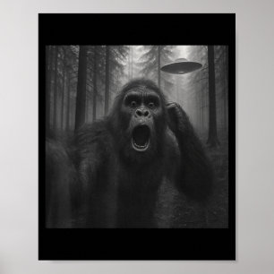 Póster Selfie Divertida De Bigfoot Alien Ovni Meme De Sas