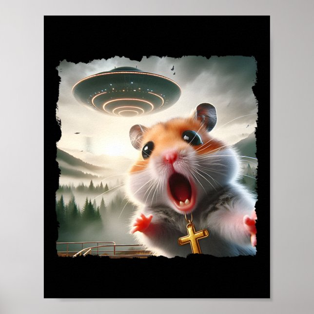 Póster Selfie Divertida de Hámster con Meme de Viaje Espa (Frente)