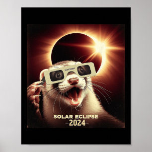 Póster Selfie Ferret Kids Hens Solar Eclipse Ferret