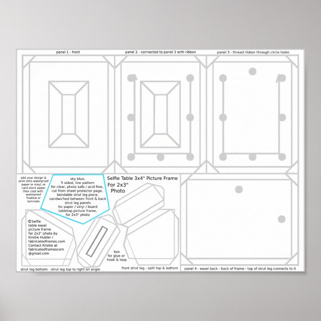 Póster Selfie marco de imagen 3x4 para fotos 2x3 impresas (Frente)