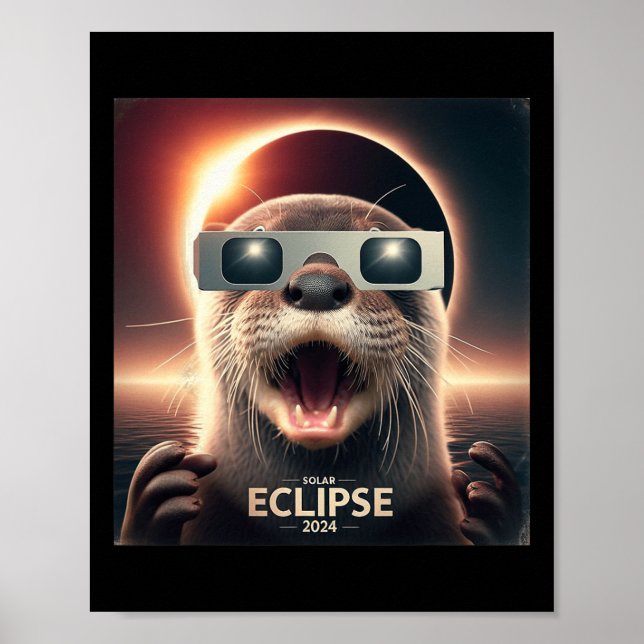 Póster Selfie Nutria Niños Hombres Eclipse Solar  (Frente)