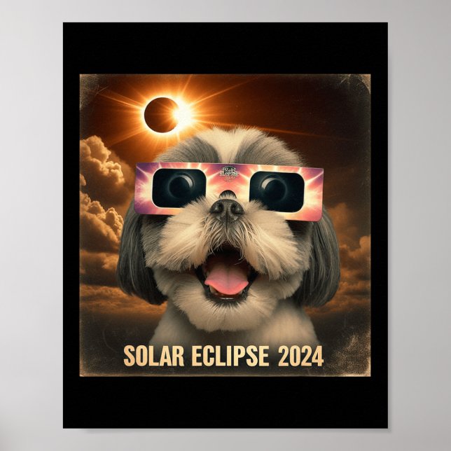 Póster Selfie Shih Tzu Kids Mens Solar Eclipse (Frente)