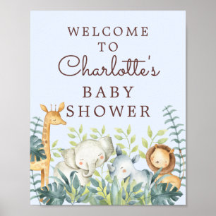 Póster Selgle Animals Boys Baby Shower Welcome Sign