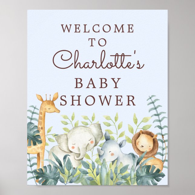 Póster Selgle Animals Boys Baby Shower Welcome Sign (Frente)