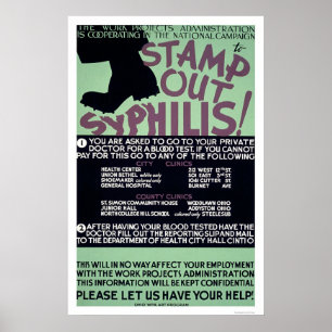 Póster Selle hacia fuera la sífilis WPA 1940