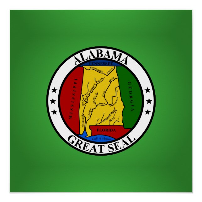 Póster Sello de Alabama, sello del estado norteamericano (Anverso)