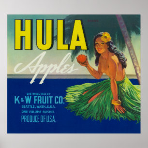 Póster Sello de Apple de Seattle, WashingtonHula