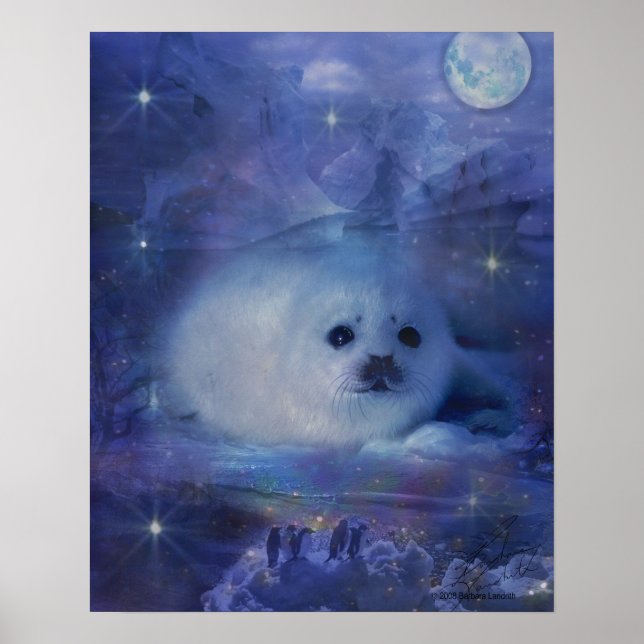Póster Sello de bebé sobre hielo - Hermosa capa marina (Frente)