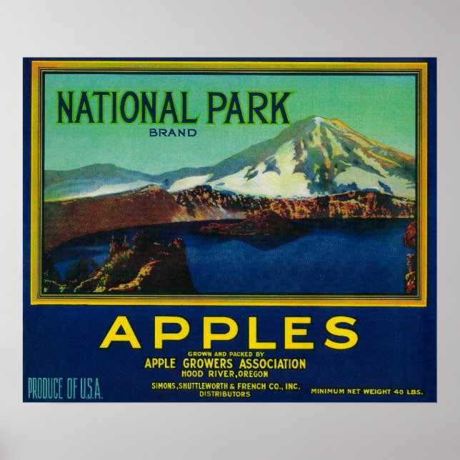 Póster Sello de canal de Apple de Parque NacionalRío Hood (Frente)