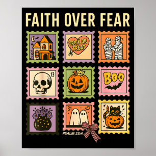 Póster Sello de Halloween cristiano Fe sobre Miedo Creyen