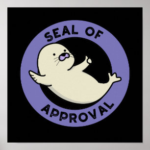 Póster Sello De Homologación Funny Seal Pun Oscuro BG