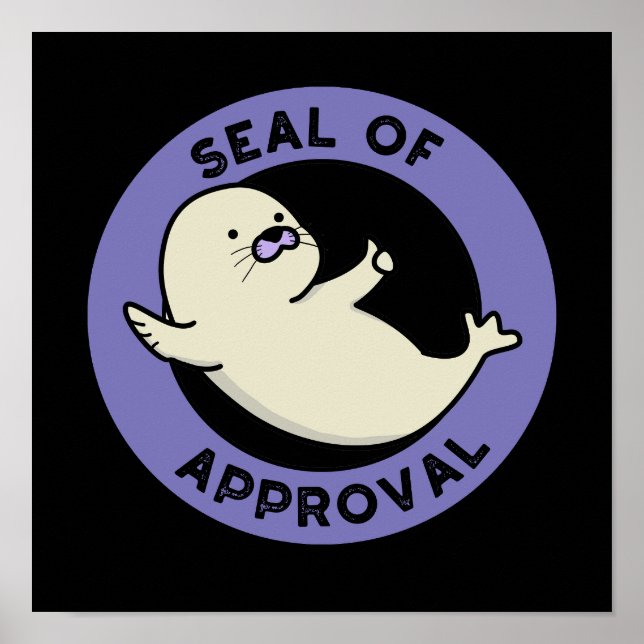 Póster Sello De Homologación Funny Seal Pun Oscuro BG (Frente)