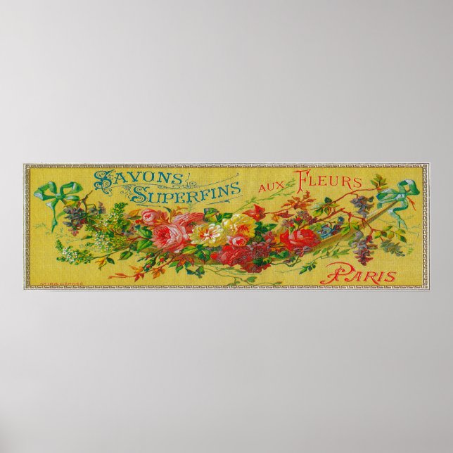 Póster Sello de jabón Savon SuperfinsParís, Francia (Frente)