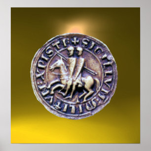 Póster SELLO DE LA PLANTILLA DE KNIGHTS Gem amarillo oscu