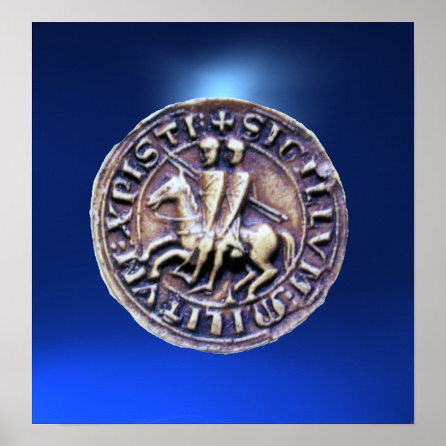 Póster SELLO DE LA PLANTILLA DE KNIGHTS Gema azul oscuro (Frente)