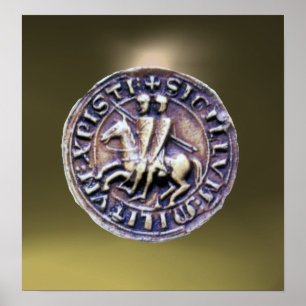 Póster SELLO DE LA PLANTILLA DE KNIGHTS gris