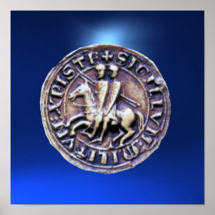 Póster Sello de los Caballeros Templarios gema azul oscur