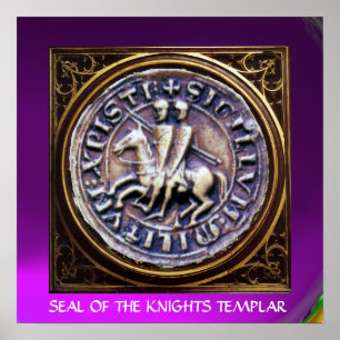 Póster Sello de los Caballeros Templarios gema púrpura