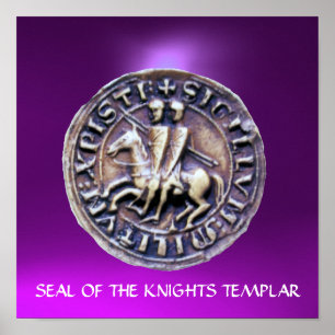 Póster Sello de los Caballeros Templarios gema púrpura