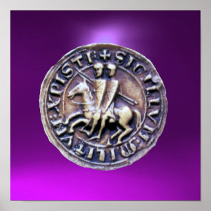 Póster Sello de los Caballeros Templarios gema púrpura