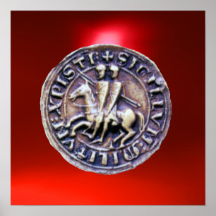 Póster Sello de los Caballeros Templarios gema roja