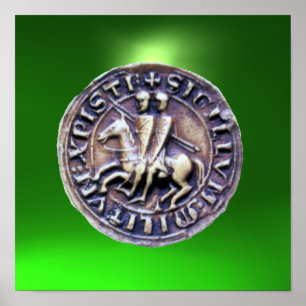 Póster Sello de los Caballeros Templarios gema verde