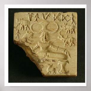 Póster Sello de Pasupati de la esteatita, Mohenjodaro,