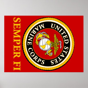 Póster Sello Oficial de la Marina de EE. UU. - Semper Fi