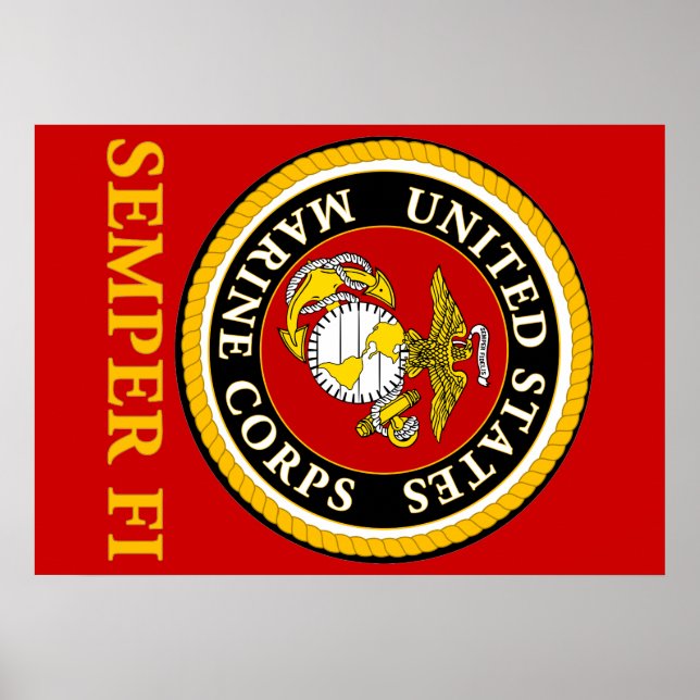 Póster Sello Oficial de la Marina de EE. UU. - Semper Fi (Frente)