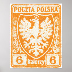 Póster sello polaco de 1919 6h Eagle