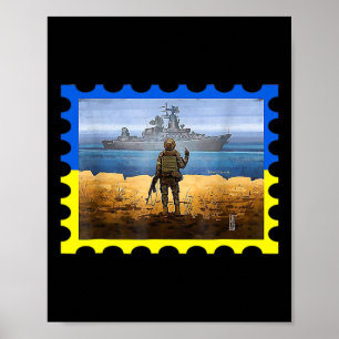 Póster Sello postal vintage retro Ucrania Bandera Orgullo