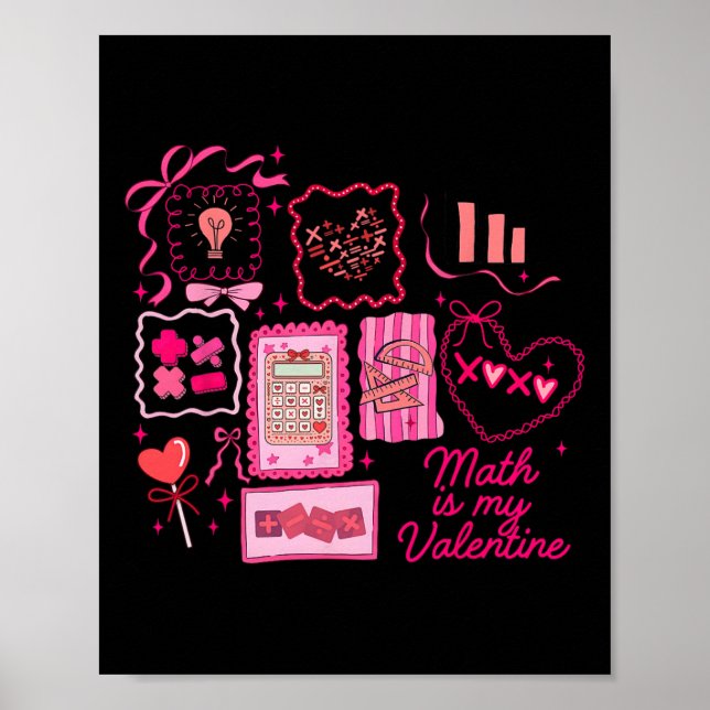 Póster Sello Rosa Matemáticas Es Mi San Valentín Mathleti (Frente)